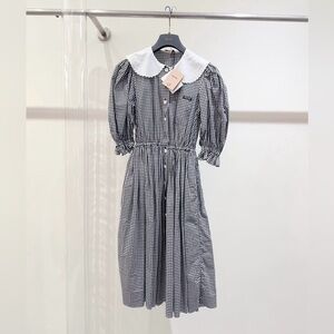 Authentic Miu Miu Black and White Checkered Long Sleeve Dress